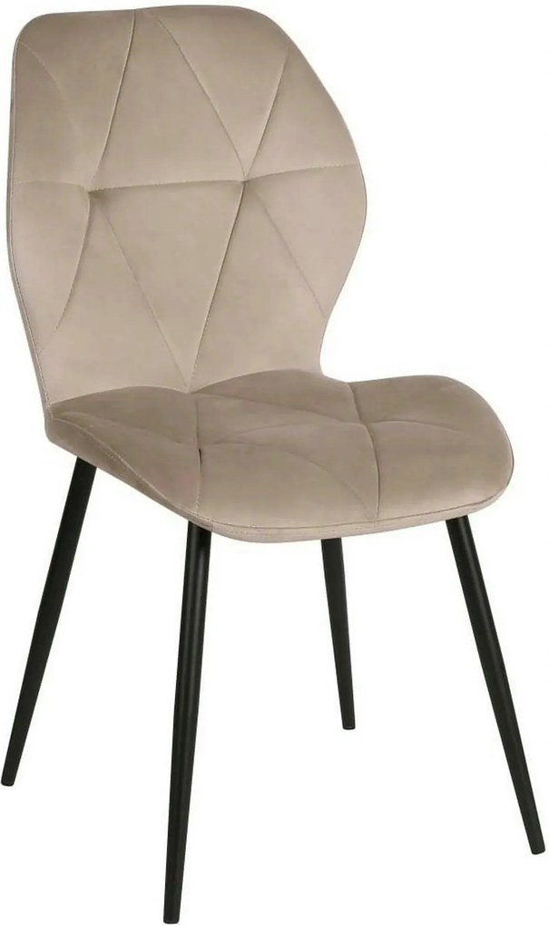 Scaun KEN, bej inchis/negru, stofa catifelata/metal, 47x55x87 cm