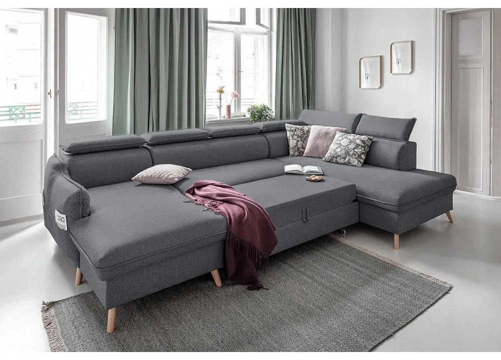 Colțar gri închis extensibil (cu colț pe partea dreaptă) Sweet Harmony – Miuform