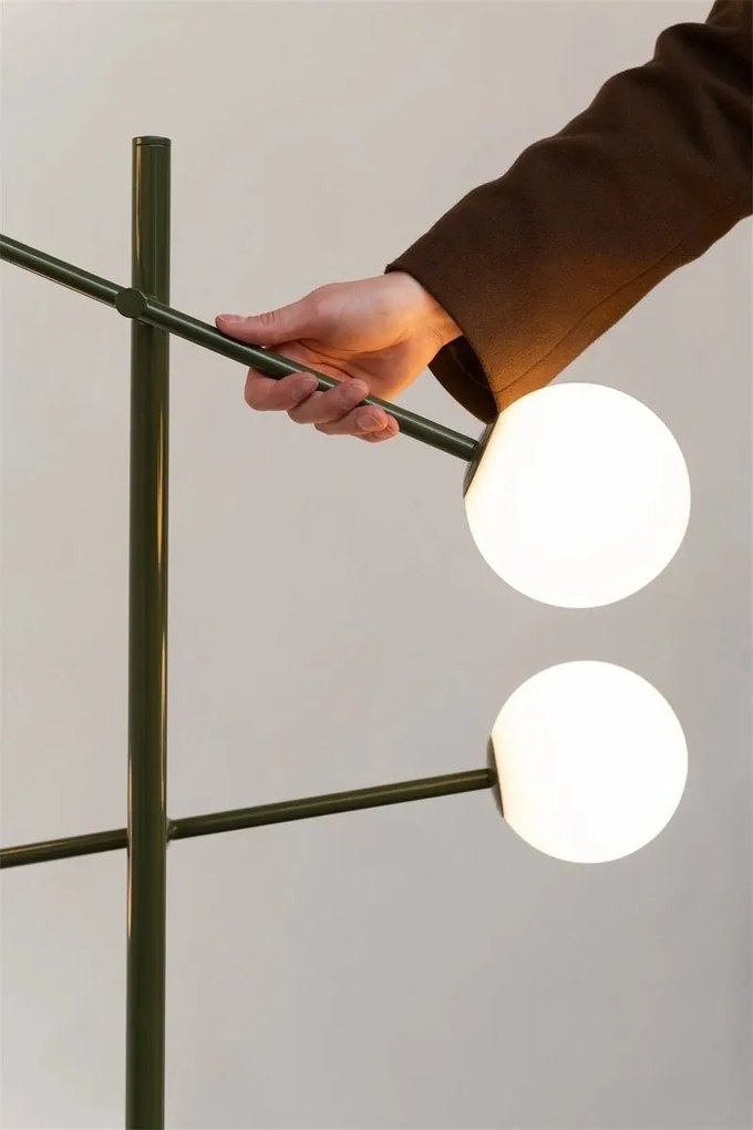 Lampadar cu 4 globuri sticla si metal verde Copenhagen