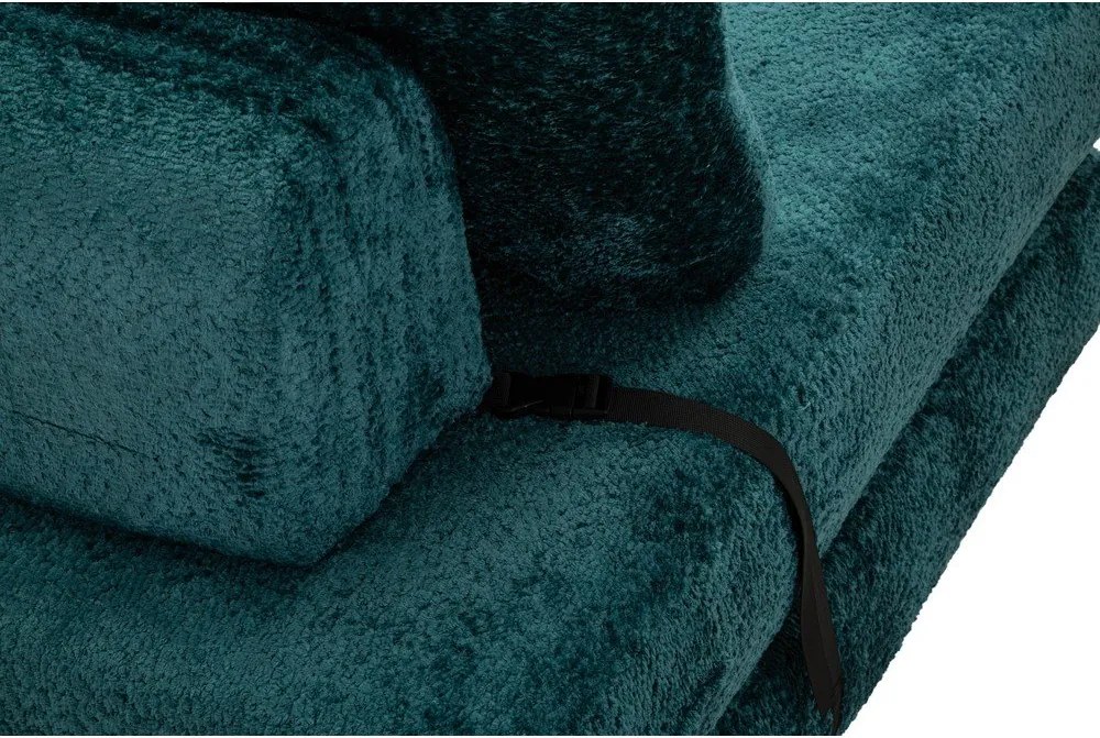 Fotoliu albastru-verde extensibil cu tapițerie din țesătură bouclé Faster – Mauro Ferretti