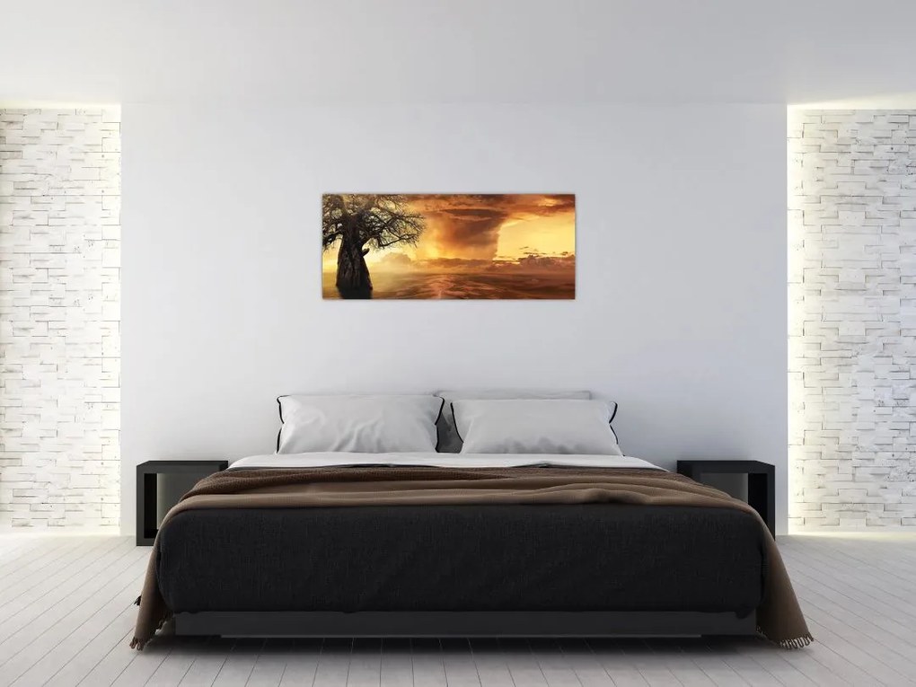 Tablou cu norii portocalii (120x50 cm)