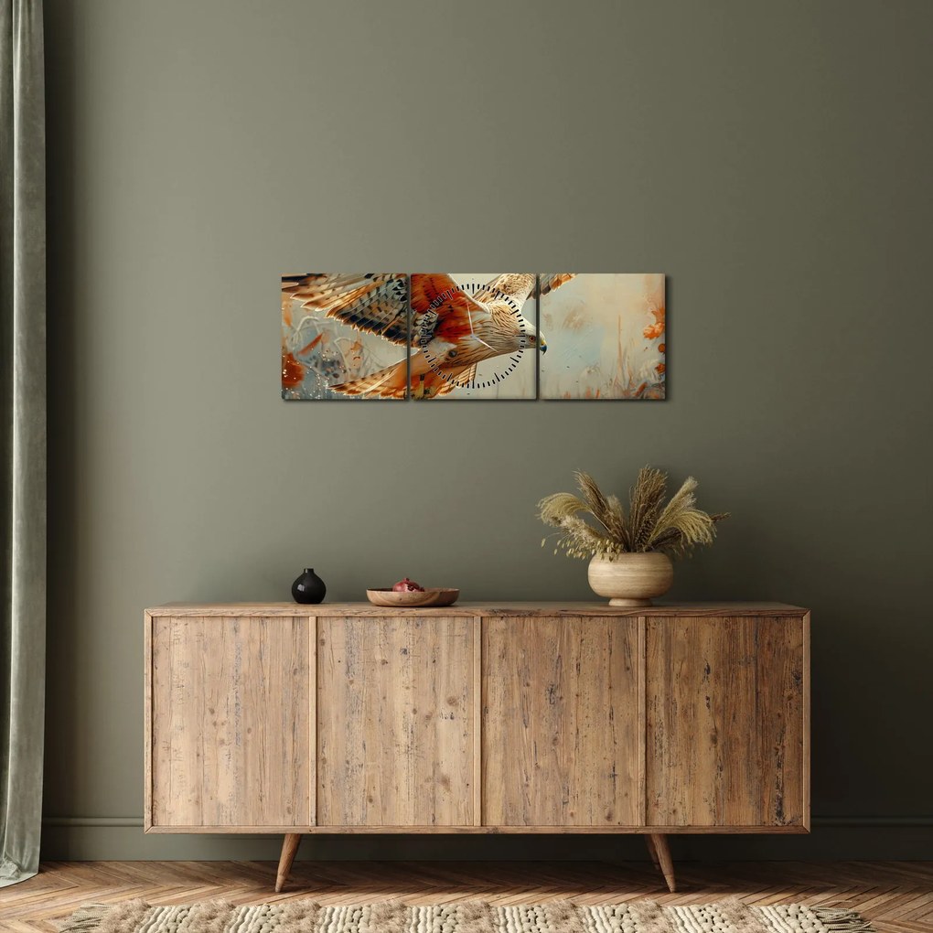 Tablou - Pasăre de pradă (cu ceas) (90x30 cm)