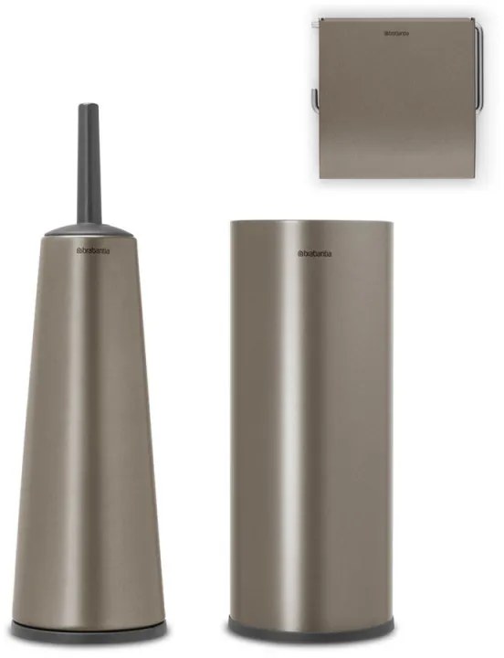 Set accesorii pentru toaleta Brabantia ReNew 1003477, 3 piese, Rezistent la coroziune, Gri inchis