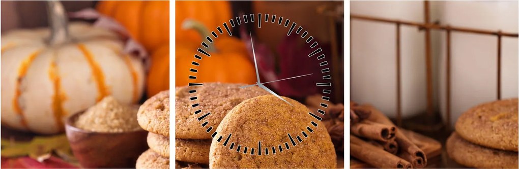 Tablou - Biscuiți de toamnă (cu ceas) (90x30 cm)