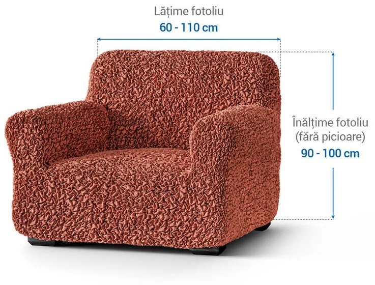 Huse bielastice FUCO bumbac bio cărămiziu fotoliu (l. 60 - 110 cm)