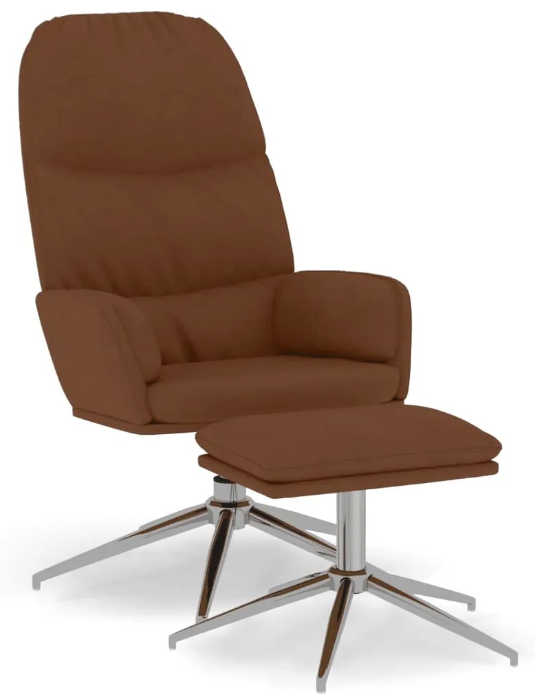 3097375 vidaXL Scaun de relaxare cu taburet, maro, imitație piele întoarsă