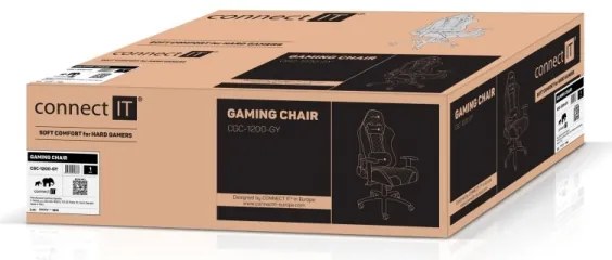 Scaun pentru jocuri video CONNECT IT CGC-1200-GY Monaco Pro gri/negru