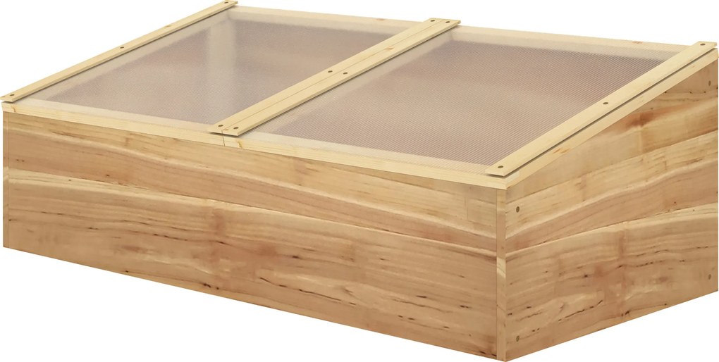 Outsunny Mini seră de grădină Seră pentru răsaduri dim. 100L x 50l x 36H cm Acoperiş 2 pante rabatabile independent Panouri din policarbonat Lemn de brad pre-uleiat | Aosom Romania