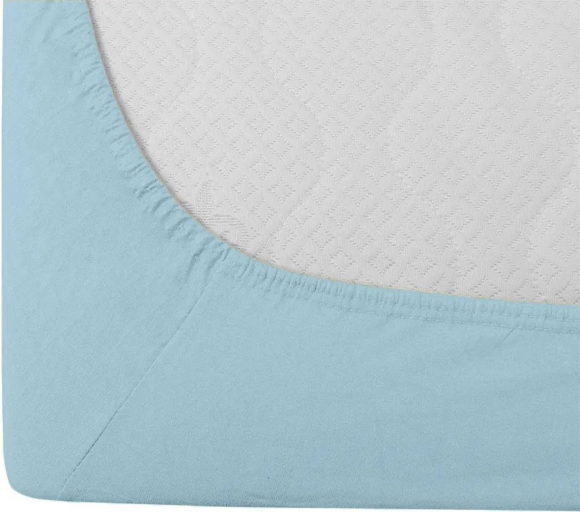 Cearsaf jersey cu lycra albastru deschis 90 x 200 cm