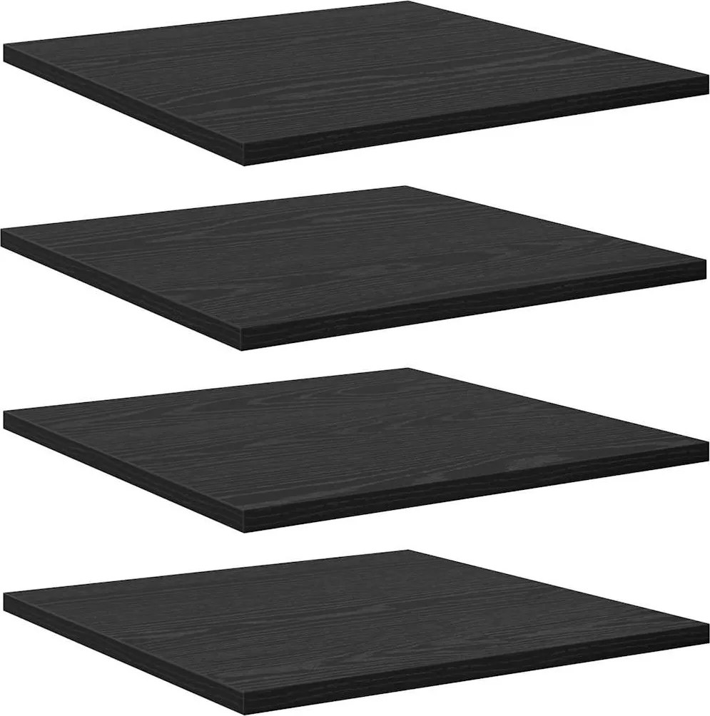 vidaXL Raft pentru cărți 4 pcs Negru 40 x 40 x 1,5 cm Lemn compozit