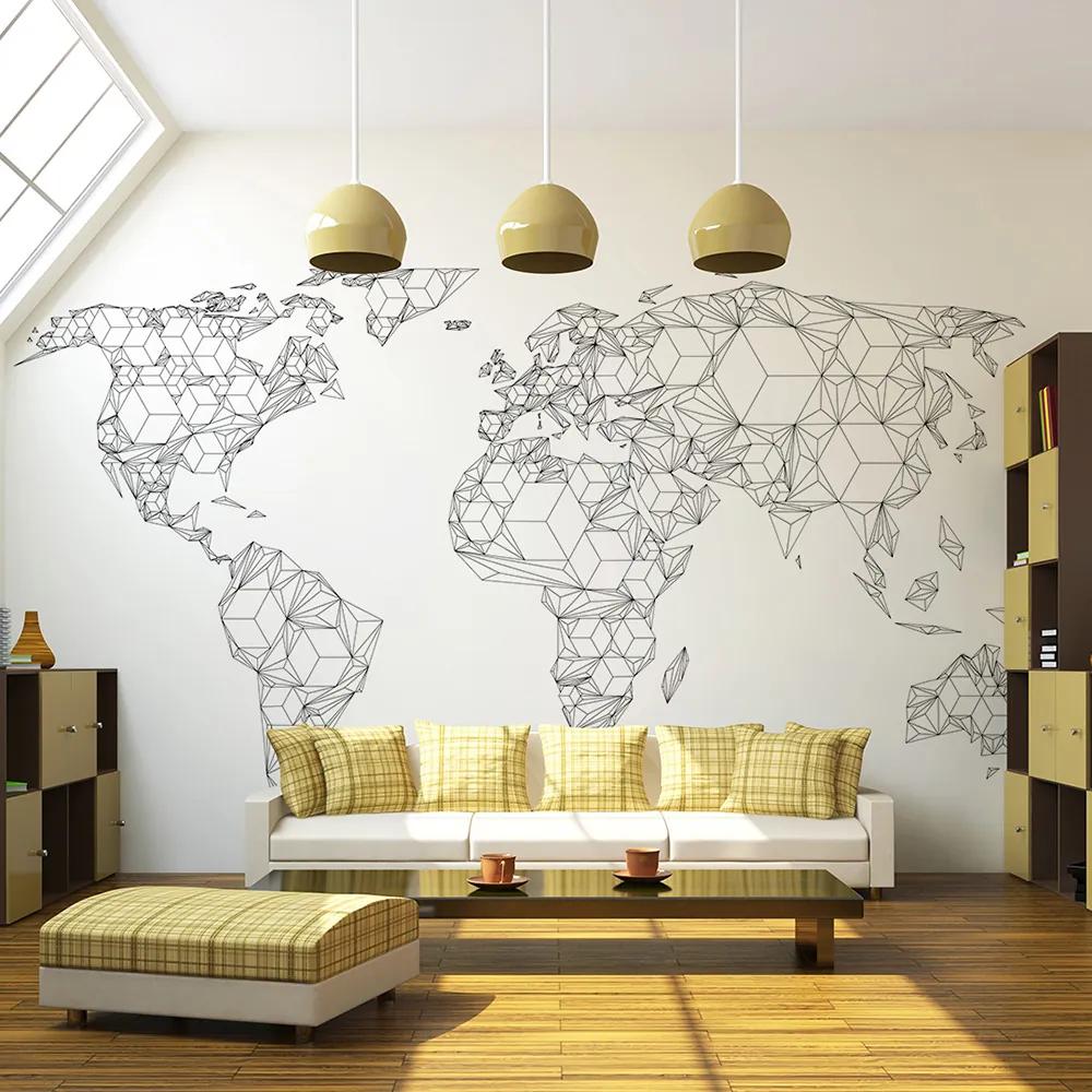 Fototapet Bimago - Map of the World - white solids + Adeziv gratuit 350x270  cm