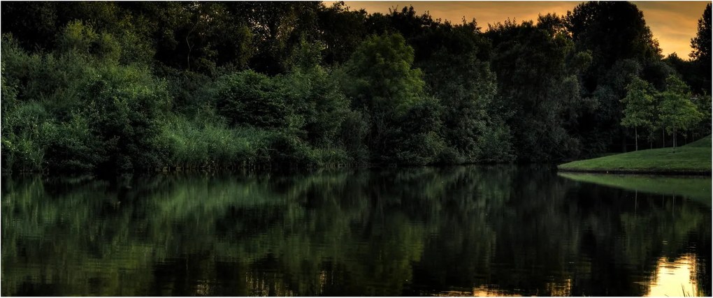 Tablou cu lac în pădure (120x50 cm)