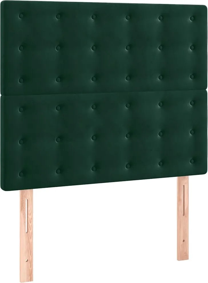 vidaXL Tăblie de pat verde închis 100x5x118/128 cm catifea