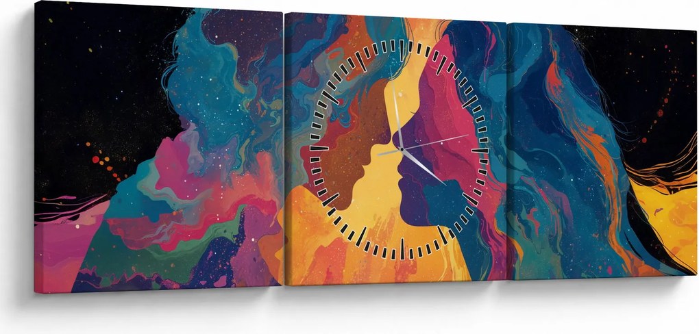 Tablou - Dragoste cosmică (cu ceas) (90x30 cm)