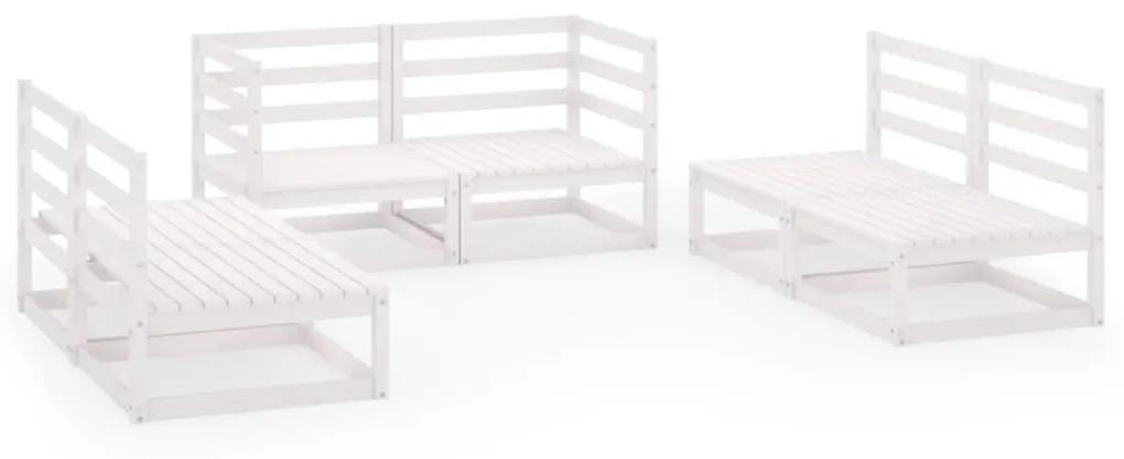 Set mobilier de gradina, 6 piese, alb, lemn masiv de pin Alb, 1, nu