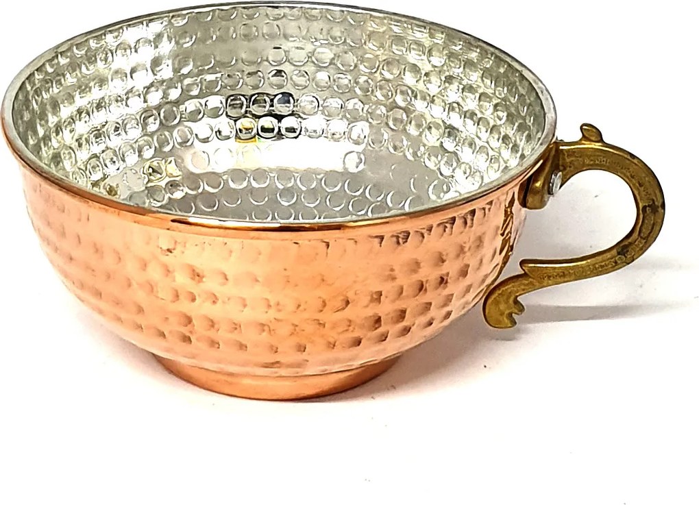 Bol din cupru cu toarta lucrat manual 400 ml CTR26