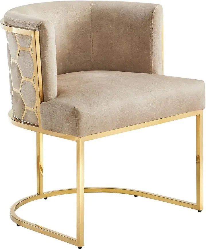 Scaun ELEGANCE catifea bej, otel inoxidabil auriu