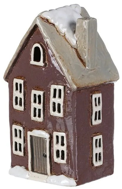 Decorațiuni de Crăciun Căsuță de iarnă cu coș defum, ceramică, violet închis