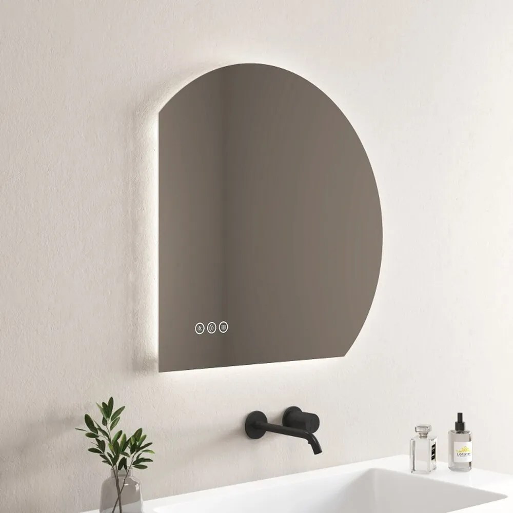 Oglinda cu iluminare si dezaburire Inter Ceramic Juliet asimetrica 80x80 cm