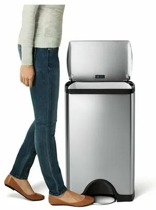 Simplehuman Coș de gunoi dreptunghiular cu pedală,38 l, oțel