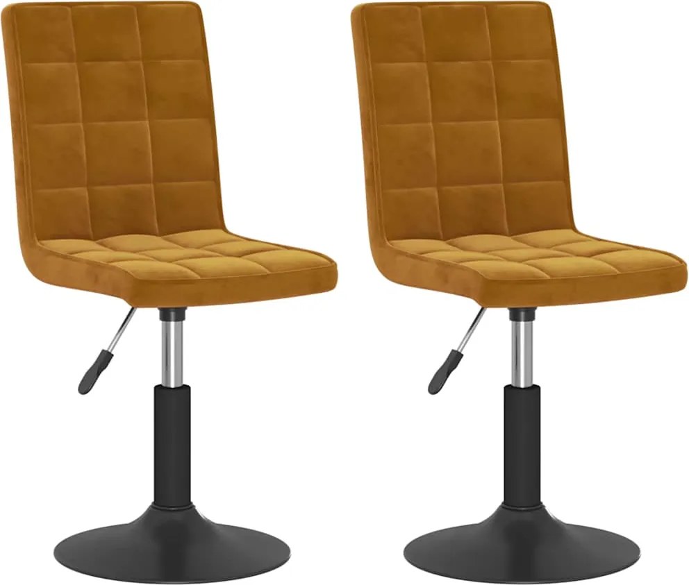 vidaXL Scaune de bucătărie pivotante, 2 buc., maro, catifea