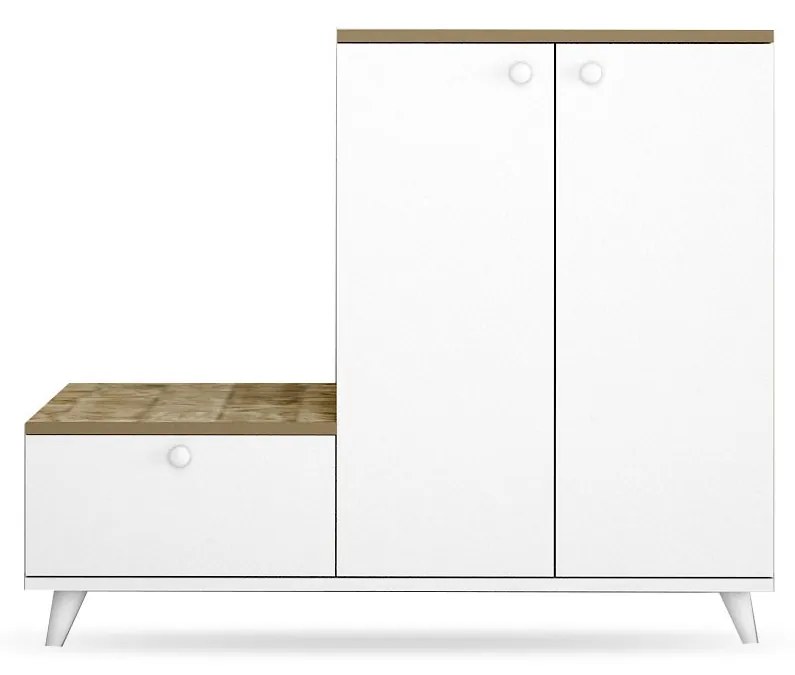 Set mobilier pentru hol Tapie (Stejar + Alb). 1072688