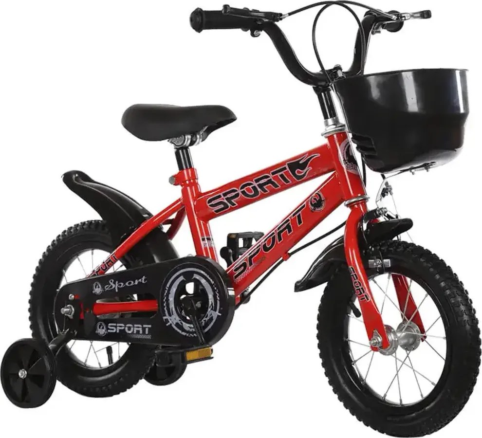 Bicicleta copii 12 inch cu roti ajutatoare si frane C-brake, NBW, 2-5 ani, Rosu