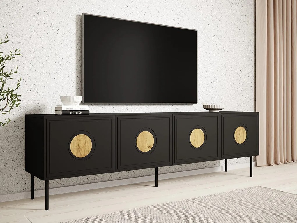Masă TV Godzes 4D (negru + Stejar craft). Promo -16%. 1122226