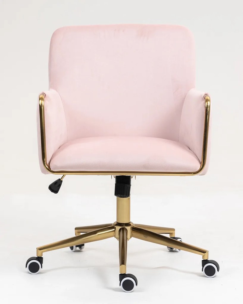 HR4318K Scaun Roz Pudra Catifea cu Bază Aurie
