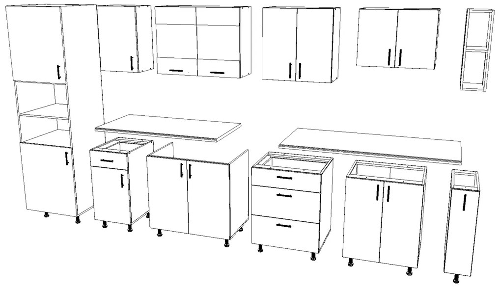 Set haaus V29, Stejar Bronz/Alb, Blat Thermo 28 mm, L 320 cm