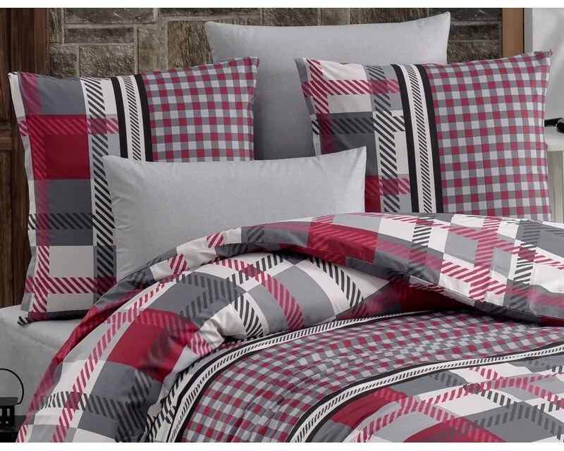 BedTex Lenjerie de pat din bumbac Hector roșu, 140x 220 cm, 70 x 90 cm
