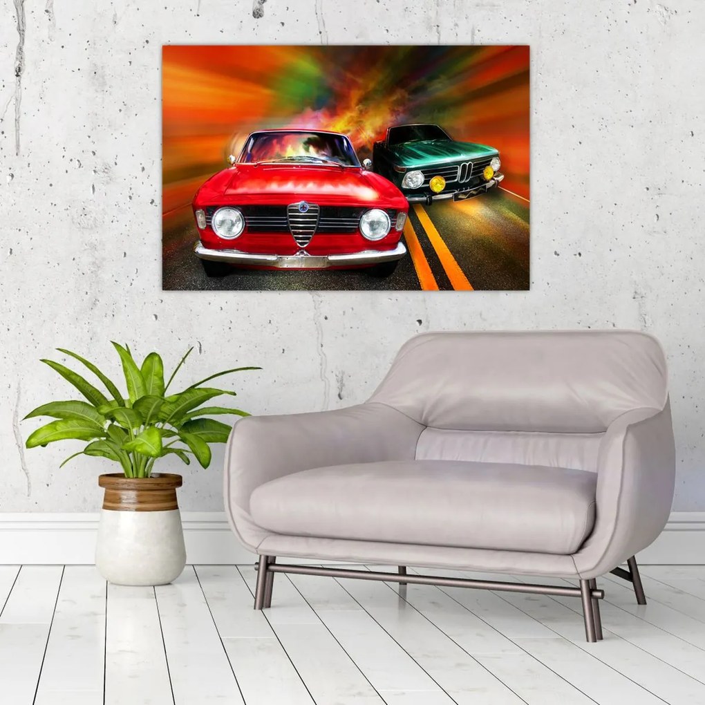 Tablou - Mașini de curse retro (90x60 cm)