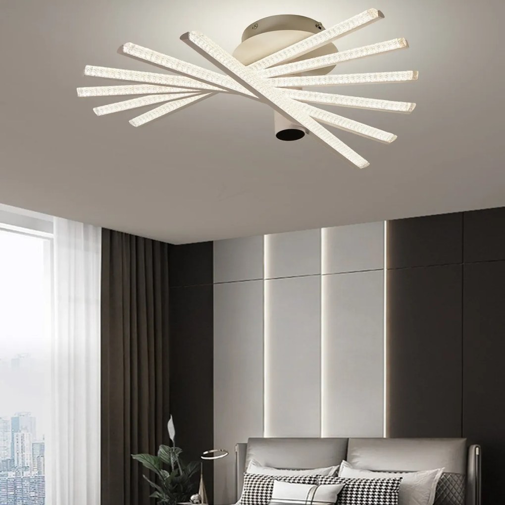 Lustra LED F2815/6 WT – 144W, Finisaj Alb, cu Telecomandă