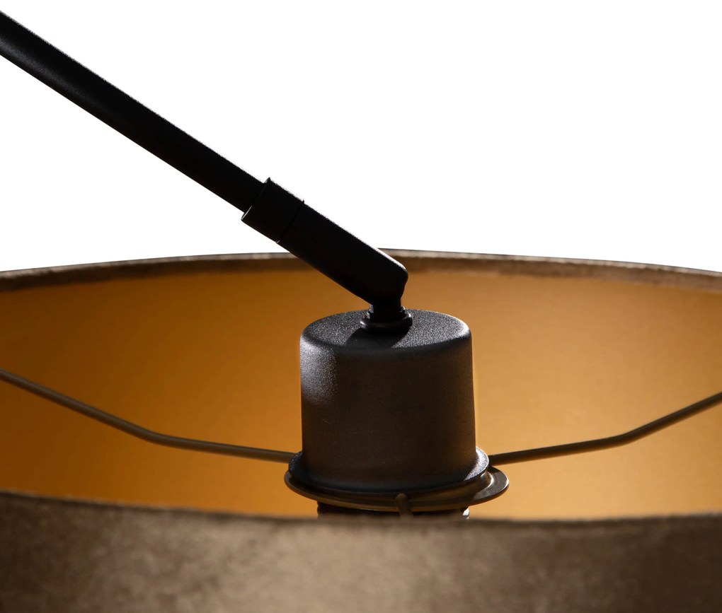 Plafonieră Neagră cu Abajur de Catifea Bronz 35cm - Blitz