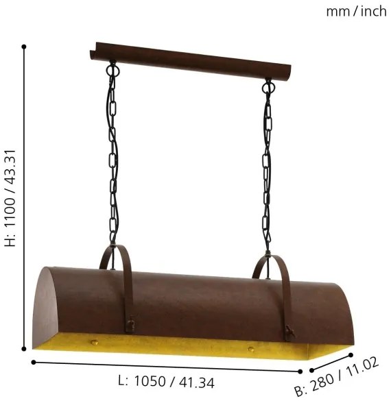 Eglo 49702 - Lustră pe lanț DEERHURST 3xE27/60W/230V