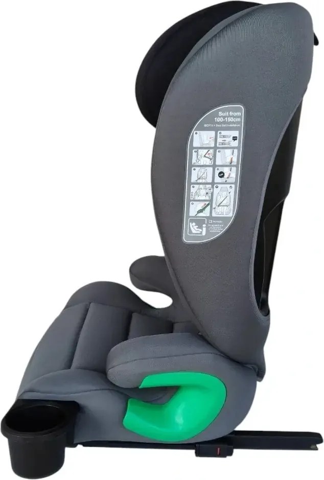 Scaun auto ISOFIX transformabil in inaltator NOVOKIDS Splend'or Edition HF03, R129 i-Size, 100-150 cm, 15-36 kg, Gri