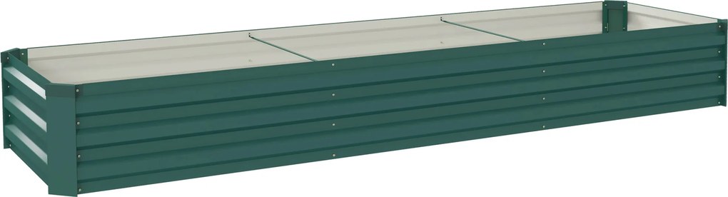 Outsunny Pat de grădină dreptunghiular, pat de grădină ridicat din oțel galvanizat, fund deschis, 240 x 60 x 30 cm, verde | Aosom Romania