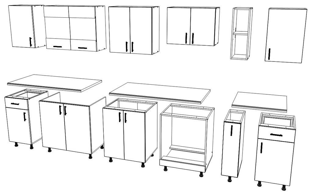 Set haaus V25, Antracit/Alb, Blat Thermo 28 mm, L 300 cm