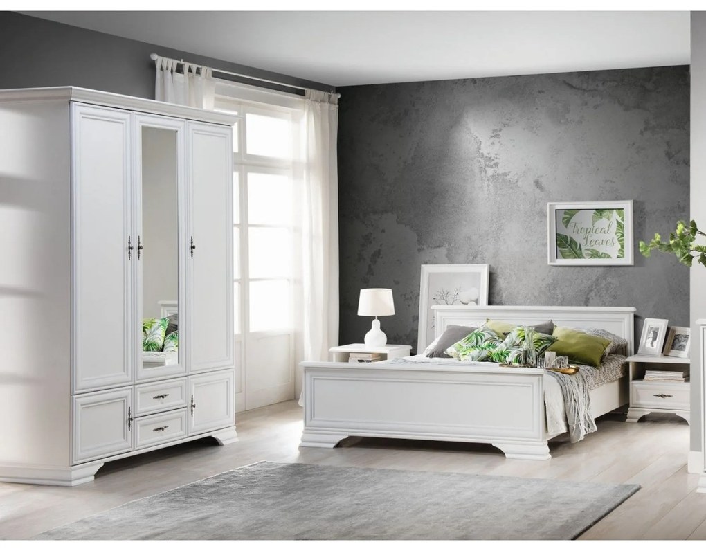Set dormitor IDENTO B 2, format din pat 160x200, 2 noptiere si dulap