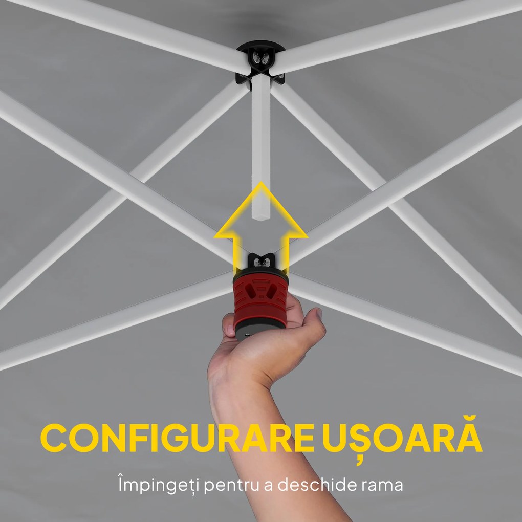 Outsunny Foișor 3x6 m Pliabil Tip Pop-Up cu Înălțime Reglabilă, Pereți Laterali, Benzi Reflectorizante, Saci de Nisip, Geantă de Transport, UV50+, pentru Camping, Petreceri, Gri Deschis | Aosom Romania