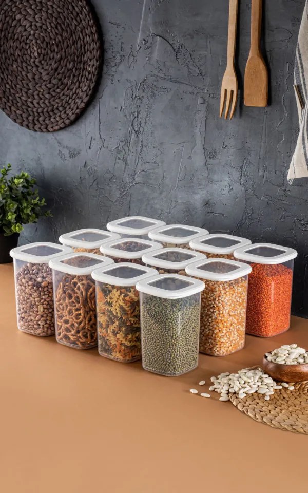 Set de Cutii pentru Depozitare, 12 Piese, Culoare Alb, 964FRM1175