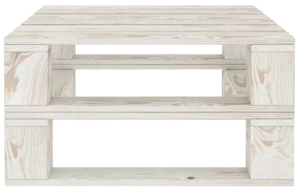 Masa de gradina din paleti, alb, lemn 1, Alb