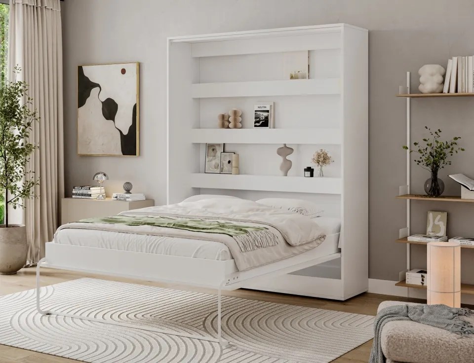 Pat rabatabil Devesto Vertical Wall 160 alb, 160x200 cm – Alb