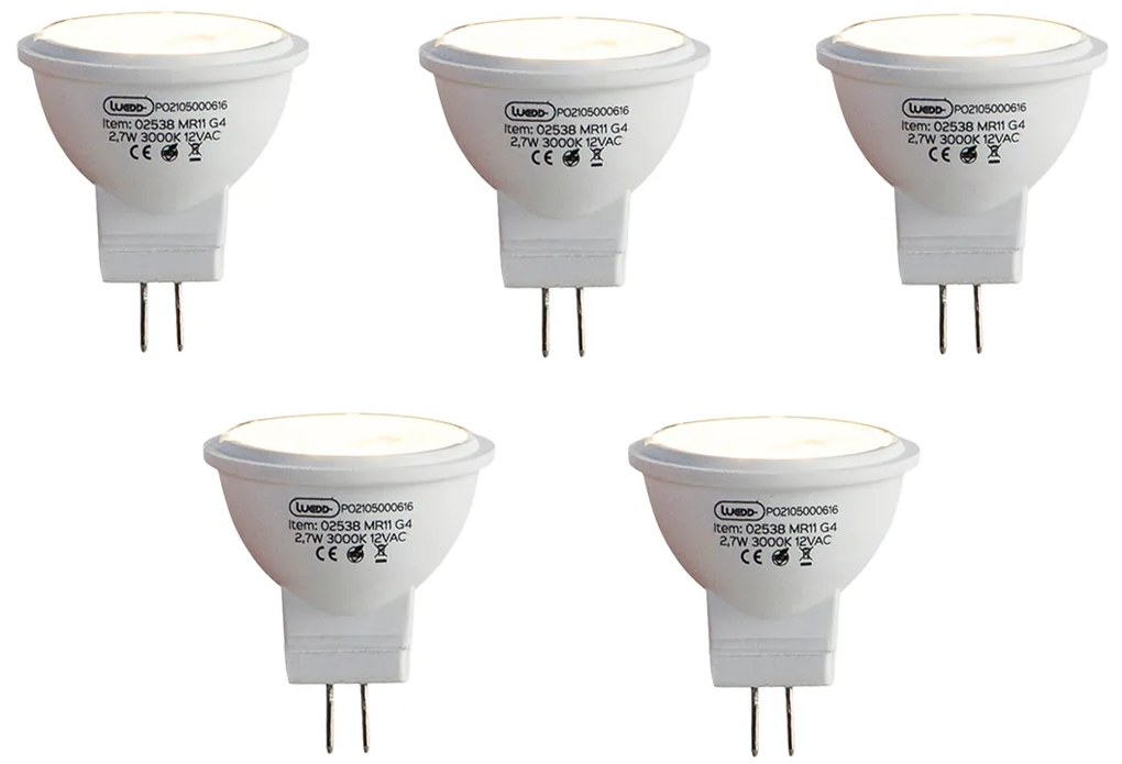 Set de 5 becuri LED G4 MR11 2.7W 210lm 3000K 12V
