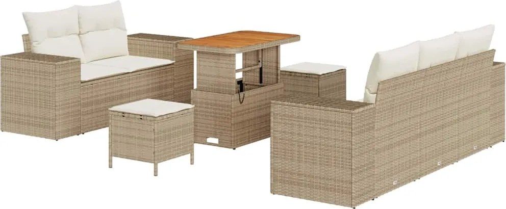 vidaXL Set de canapele pentru grădină 8 pcs Bej și crem Poli Rattan