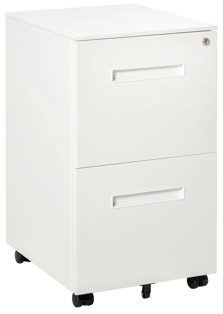 Vinsetto Dulap Birou Mobil, cu sertare, Organizator Documente cu Blocare, Oțel, 39x48x67cm, Alb | Aosom Romania
