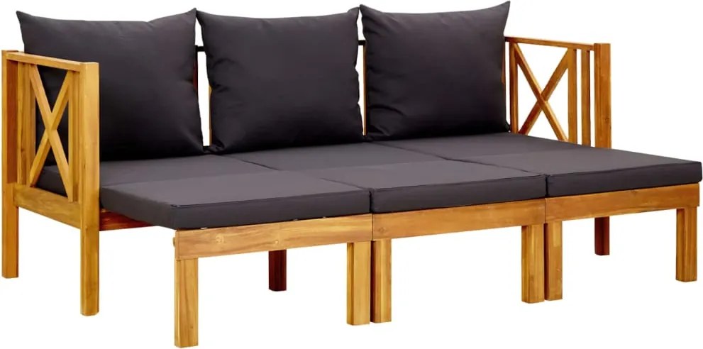 vidaXL Bancă grădină cu 3 locuri & perne, 179 cm, lemn masiv acacia