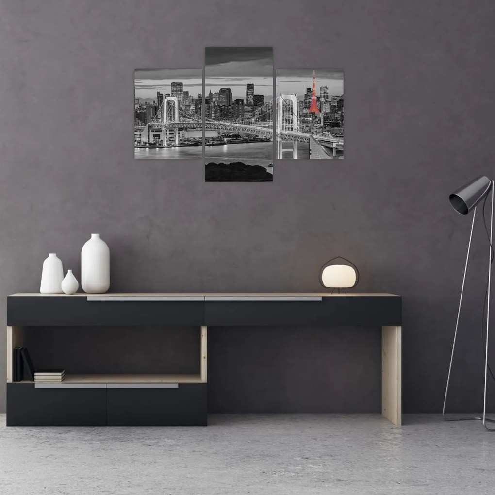 Tablou - Oraș mare cu un turn roșu (90x60 cm)