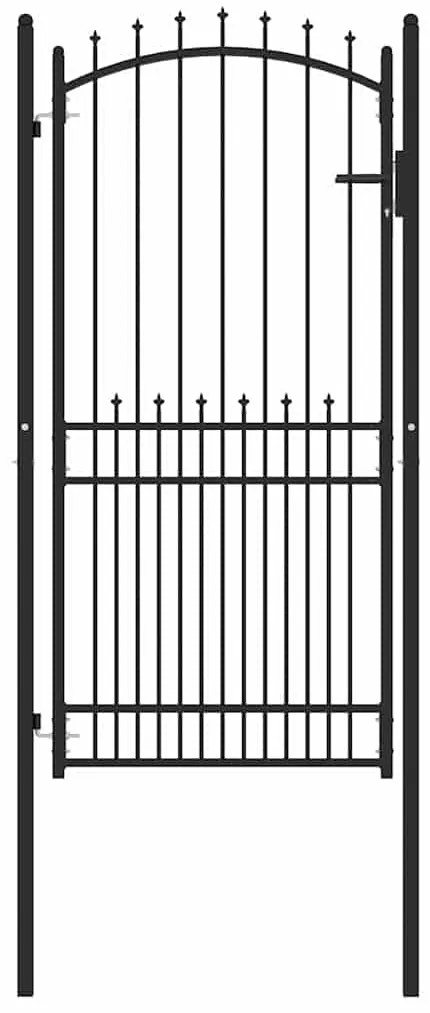 vidaXL Poartă de gard cu țepi cu blocare Negru 100 x 200 cm