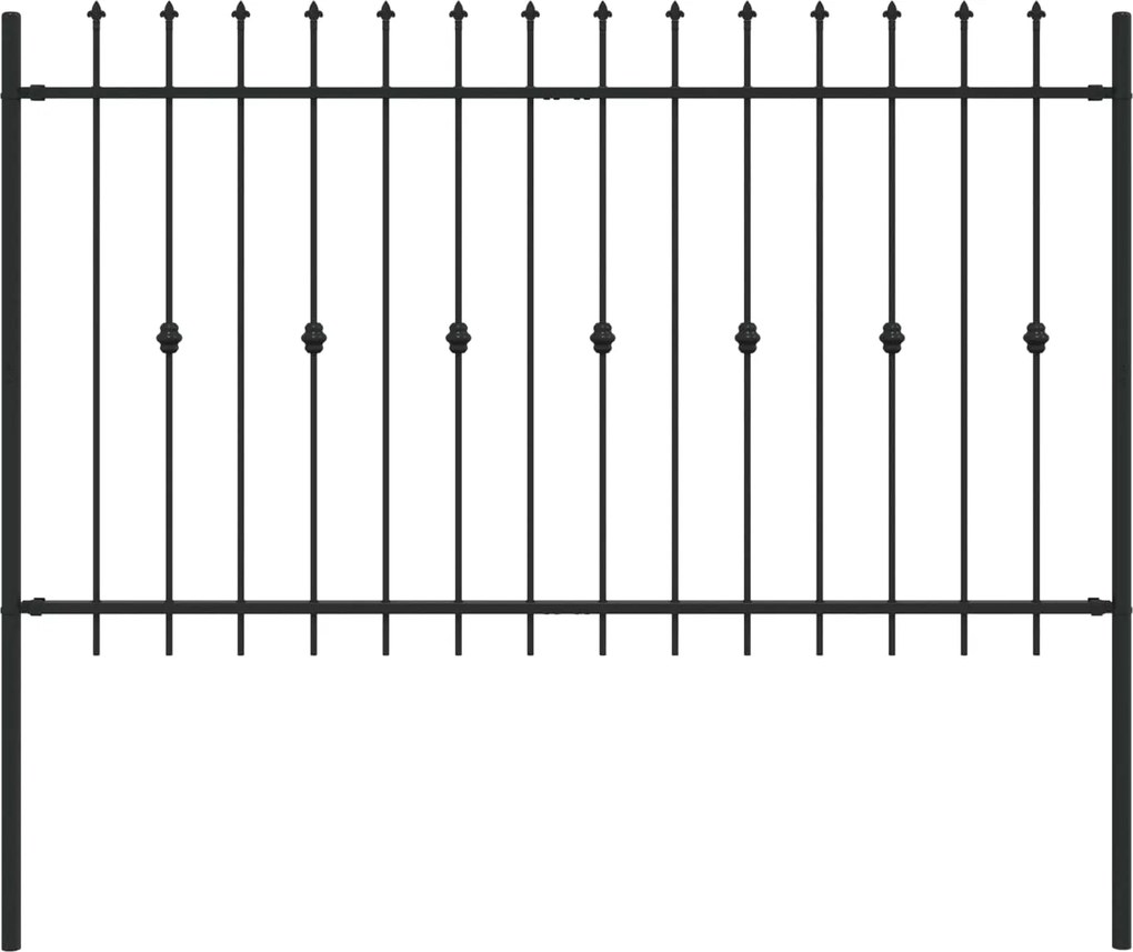 vidaXL Gard cu țărușe Negru 200 x 130 cm Oțel vopsit electrostatic